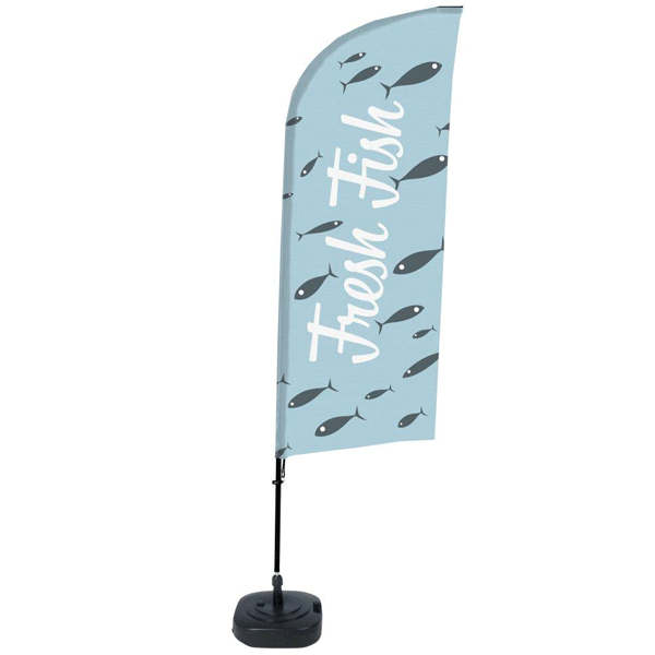 BeachFlag komplet med print - Fresh Fish - 89x240 cm