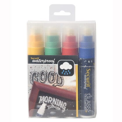 4 farvede kridt marker penne 15 mm Waterproof