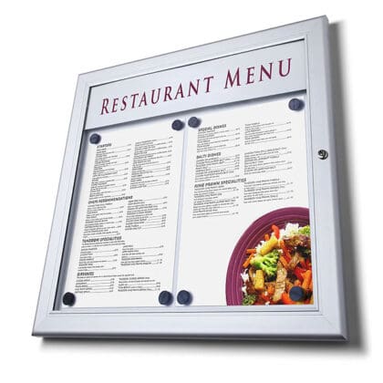 Udendørs menu opslagsskab med magnettavle 2xA4 Bred