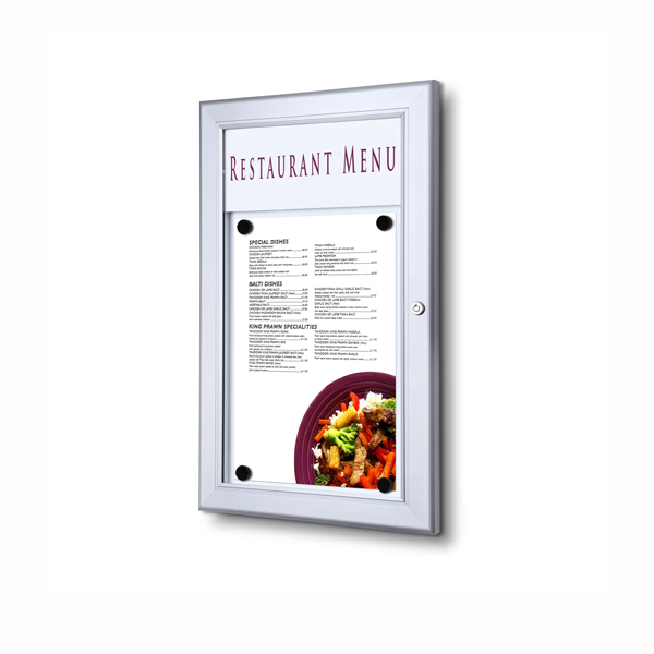 Udendørs menu opslagsskab med magnettavle 1xA4