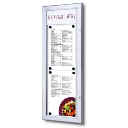 Udendørs menu opslagsskab med magnettavle 2xA4 Høj