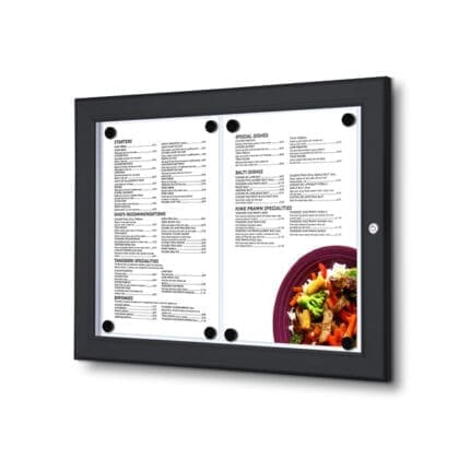 Menu opslagsskab sort væghængt 2xA4