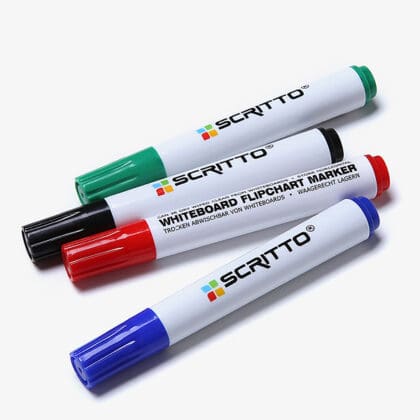 4 whiteboardpenne sort, rød, grøn, blå