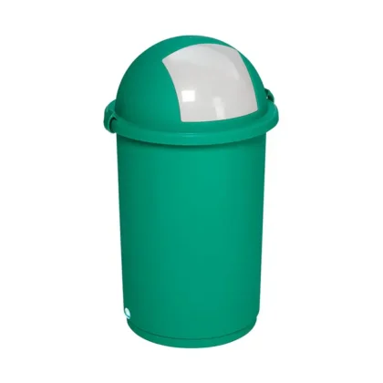 Affaldsspand i grøn plast med vippelåg